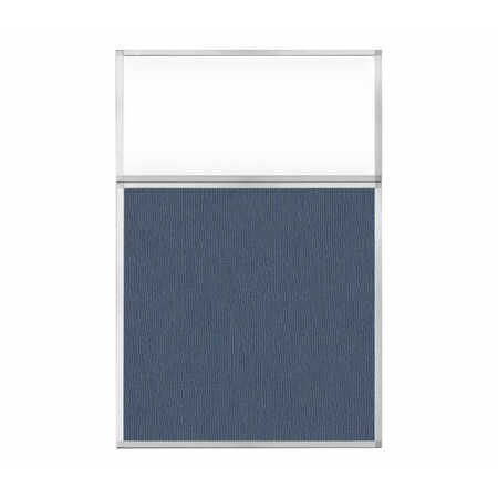 Versare Hush Panel Configurable Cubicle Partition 4' x 6' W/ Window Ocean Fabric Clear Window 1850615-2